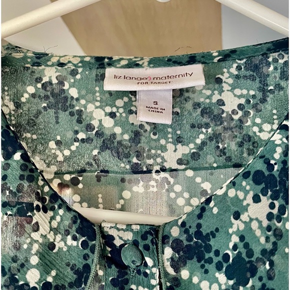 Sheer Green Button Down Liz Maternity Top Blouse, Size S - Picture 8 of 12